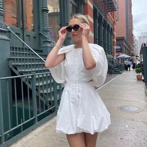 Simkhai White Florentina Bubble Mini Dress